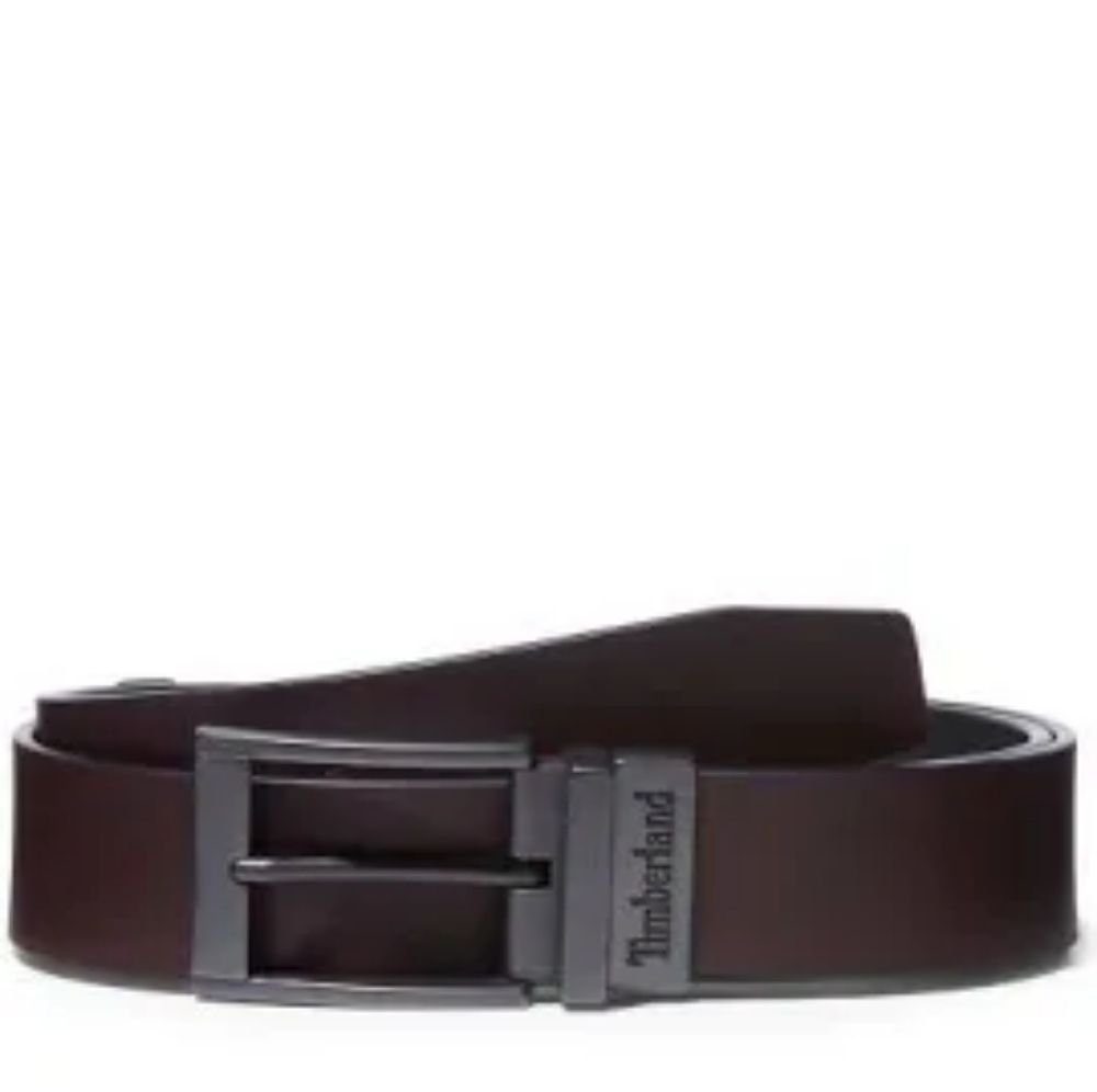 Timberland Reversible Black & Brown Cowhide Leather Gunmetal Buckle Belt
